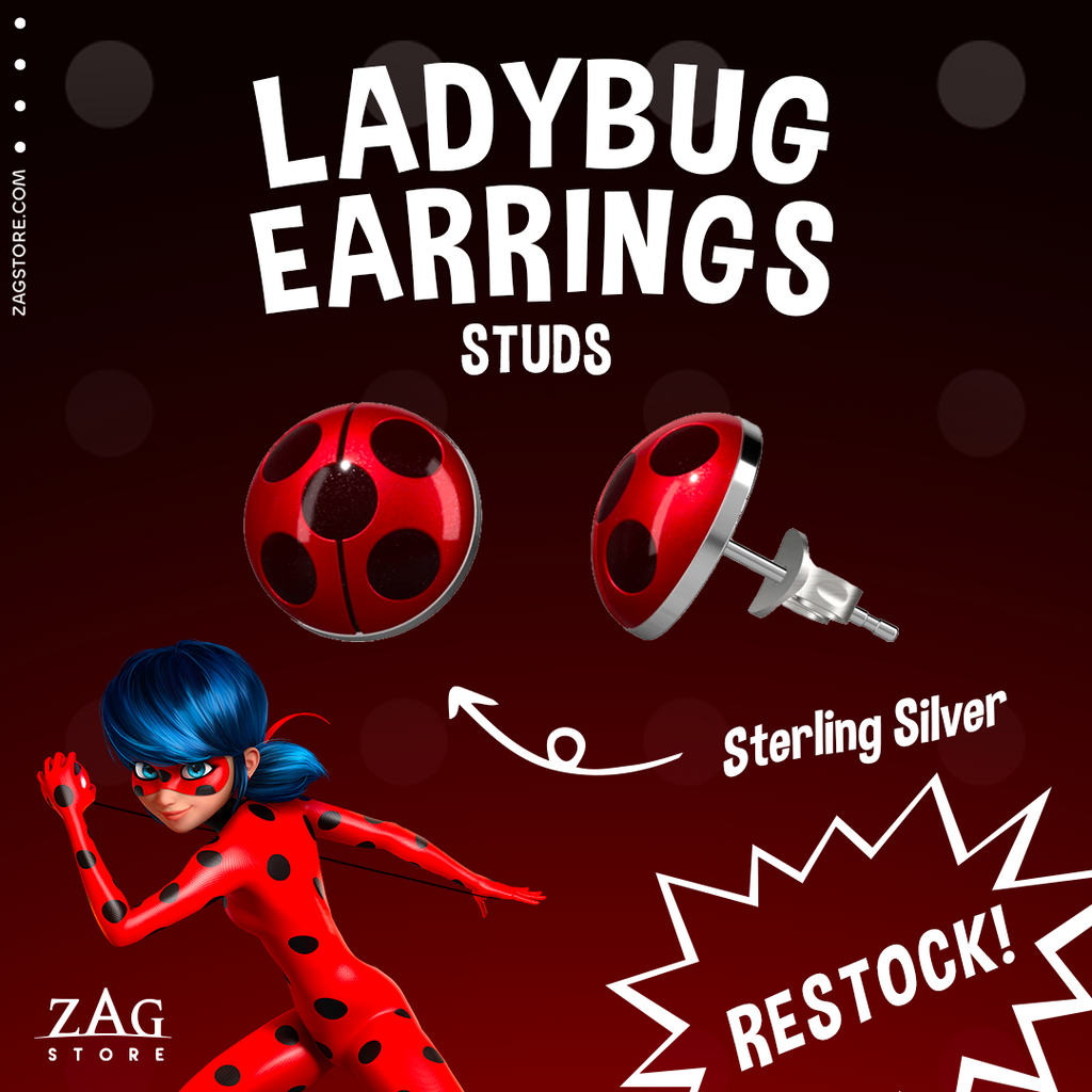 Ladybug sterling silver stud earrings